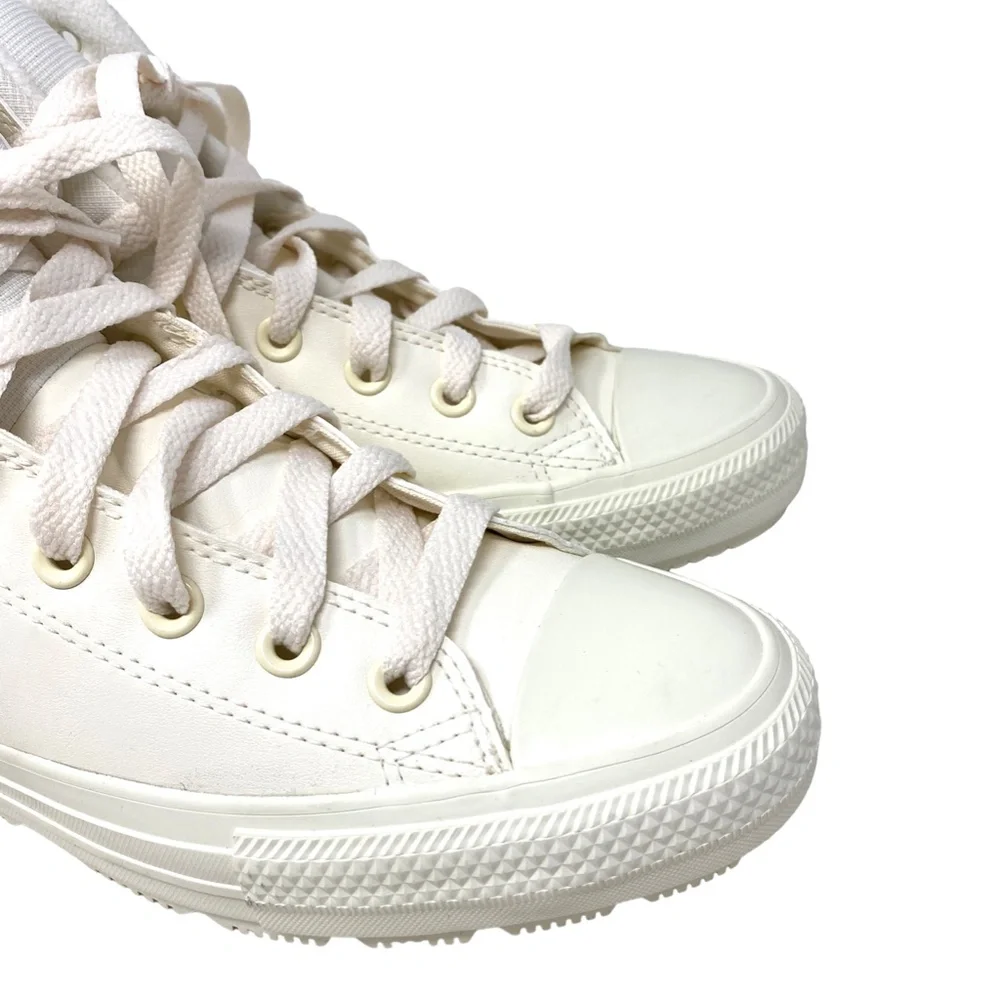 Converse Chuck Taylor Berkshire Boot High Beige Leather Women's Sneakers 171428C - Picture 3 of 9